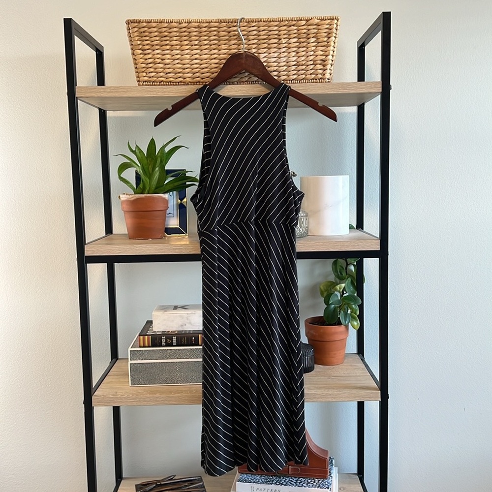 Athleta Santorini Striped Pinstripe Sleeveless Athletic Jersey Knit Dress, XS - Picture 5 of 7